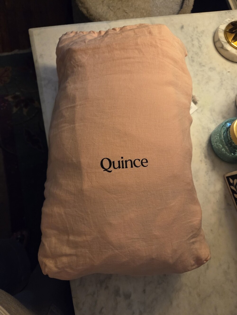 Quince 100% European Linen Duvet Cover Set In Ltd Edition Peach Queen
